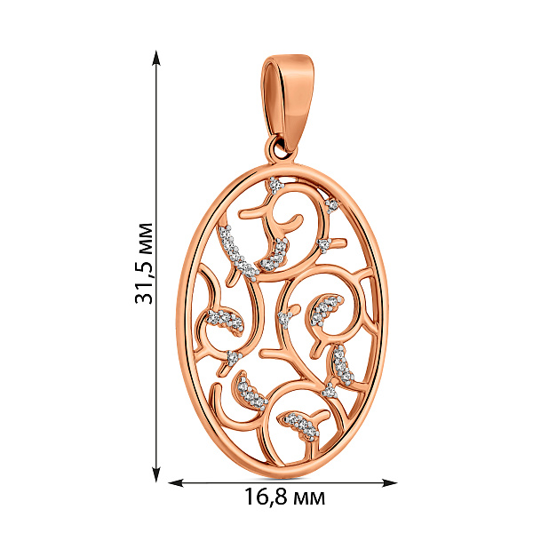 Золотая подвеска с фианитами (арт. 440488) – изображение 2