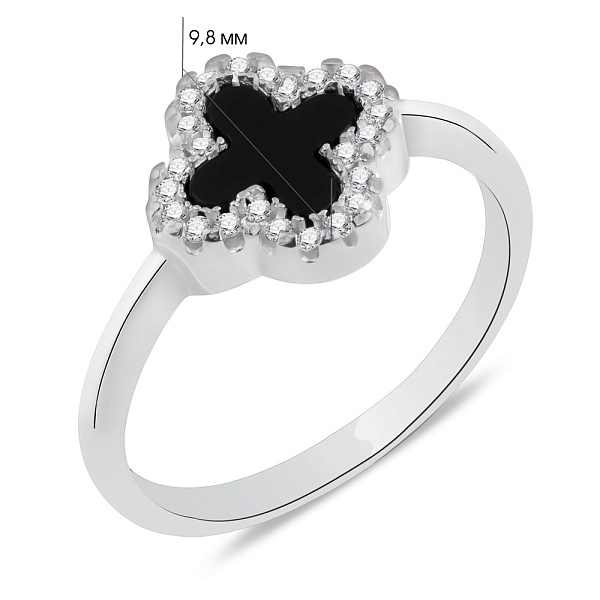 Кольцо из серебра с ониксом и фианитами (арт. 7501/3756/10о) – изображение 2