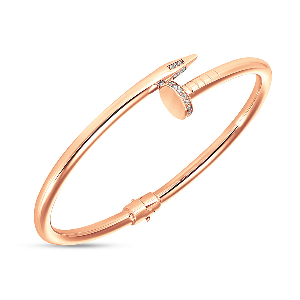 Браслет «Гвоздь» из красного золота с фианитами (арт. 324859) – изображение 1