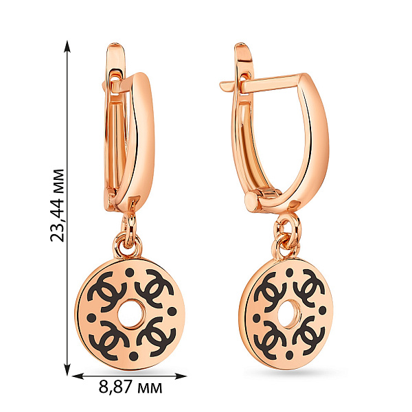 Серьги-подвески из красного золота с эмалью (арт. 108486еч) – изображение 2