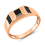 Фото Печатка из золота с эмалью и черными фианитами (арт. 170073ч)