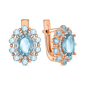 Фото Золотые серьги с топазом и фианитами (арт. 111108Пг)