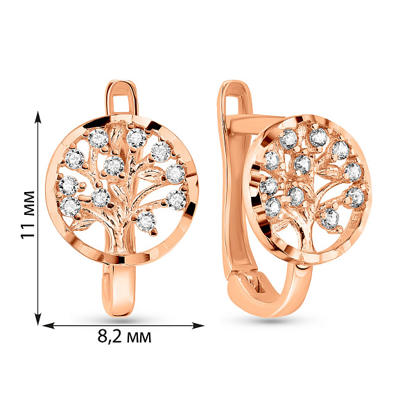 Сережки з золота «Дерево життя» з фіанітами (арт. 108086а) – зображення 2