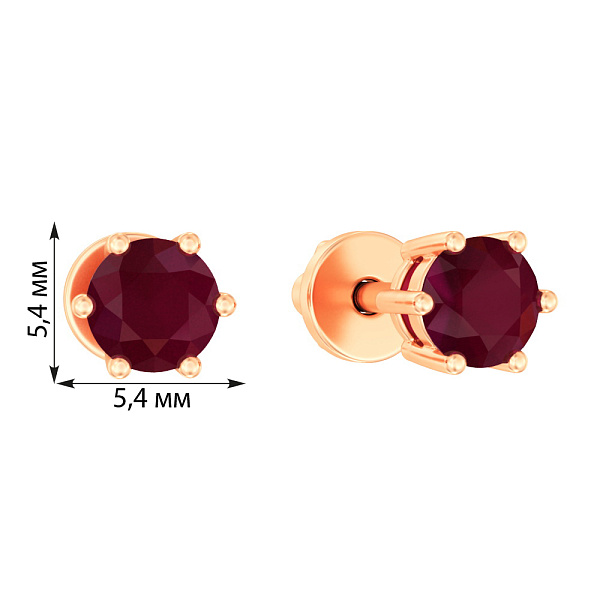Золоті сережки пусети з рубінами (арт. 111093Пр) – зображення 2