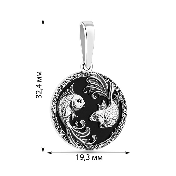 Срібний кулон Риби з оніксом (арт. 7903/2490орб) – зображення 2