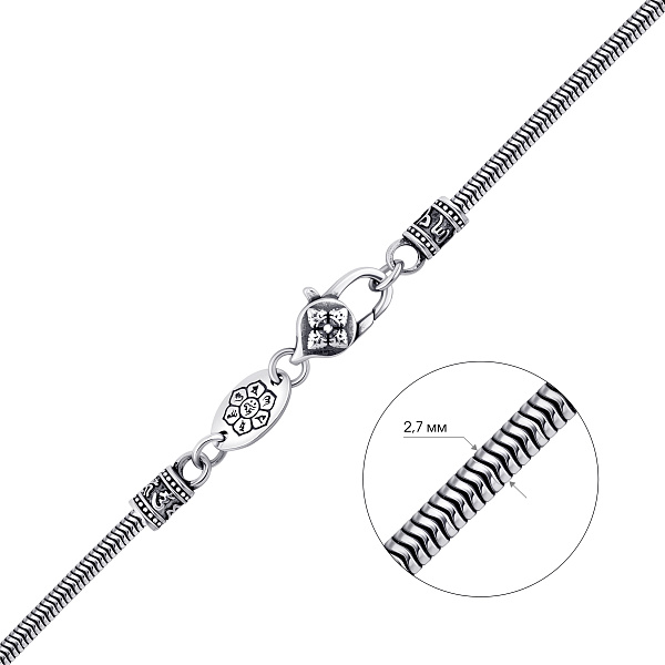 Серебряный браслет плетения Снейк (арт. 7908/2423ч) – изображение 2