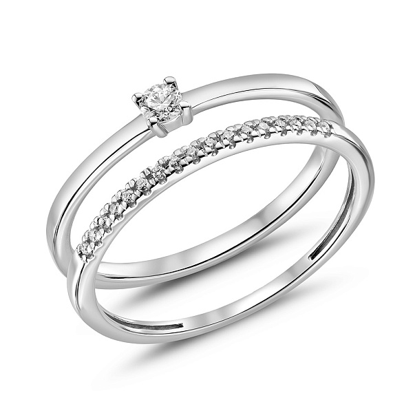 Двойное кольцо из золота с бриллиантами (арт. К011210015б) – изображение 1