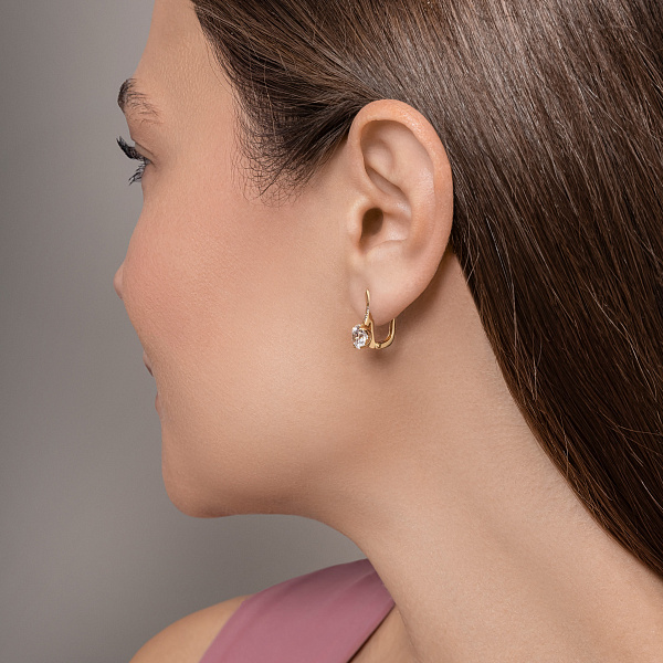 Серьги из желтого золота с фианитами (арт. 113500ж) – изображение 3