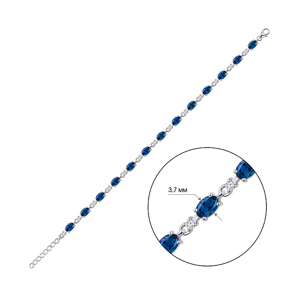 Серебряный браслет с сапфирами и фианитами (арт. 7509/1513668Спс) – изображение 2