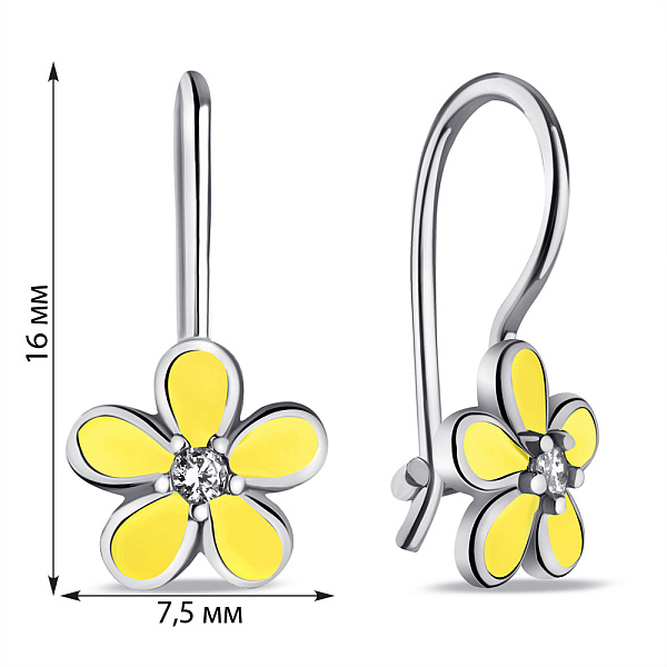 Срібні дитячі сережки Квітка з емаллю (арт. 7502/9749еж) – зображення 2