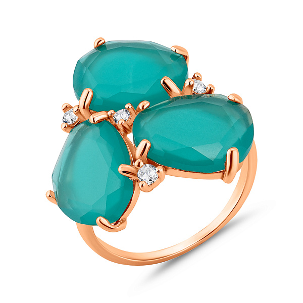 Золотое кольцо с кварцем и фианитами (арт. 153905Пкз) – изображение 1