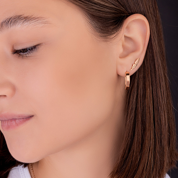 Золотые серьги-пусеты Перо (арт. 110638) – изображение 2