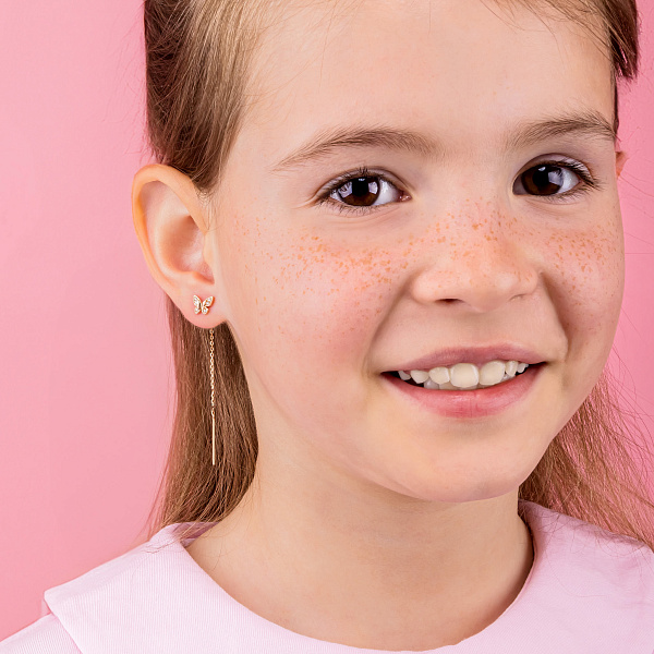 Серьги из красного золота с фианитами (арт. 110911) – изображение 3