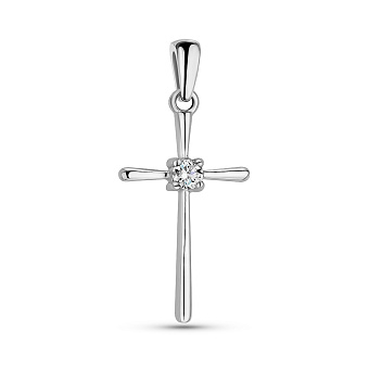 Крестик из белого золота с бриллиантом (арт. 3101446202)