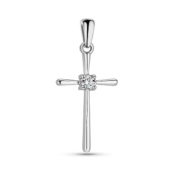 Крестик из белого золота с бриллиантом (арт. 3101446202)