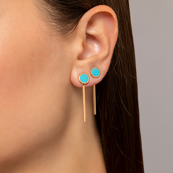 Золоті сережки трансформери Лýна з емаллю (арт. 110616ет) – зображення 2