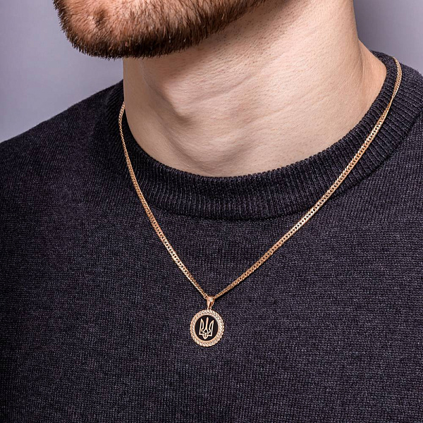 Золотой кулон Трезубец-Герб Украины с эмалью (арт. 440957еч) – изображение 2