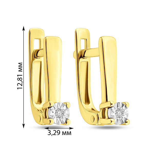 Серьги из желтого золота с бриллиантами и алмазной гранью (арт. С011026ж) – изображение 2