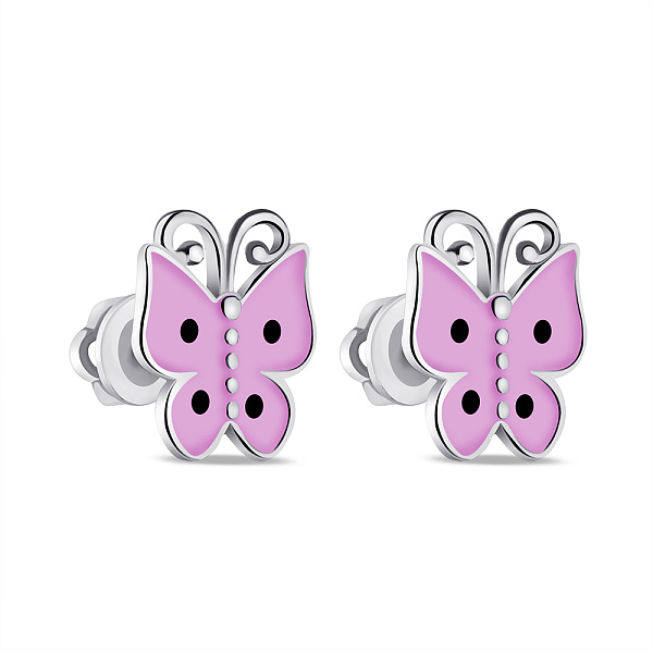 Детские серебряные серьги-пусеты с эмалью (арт. 7518/1073версю) – изображение 1