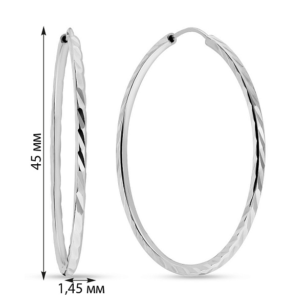 Сережки-конго из белого золота с алмазной гранью (арт. 106262/45б) – изображение 2