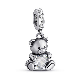 Срібний підвіс Ведмедик з великим фіанітом (арт. 7903/4371)