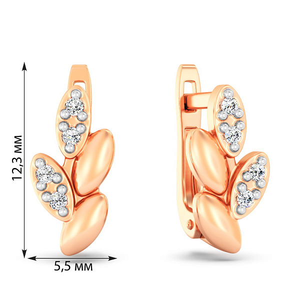 Золотые серьги с фианитами (арт. 1101088) – изображение 3