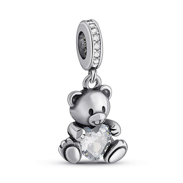 Серебряный подвес Мишка с крупным фианитом (арт. 7903/4371) – изображение 1