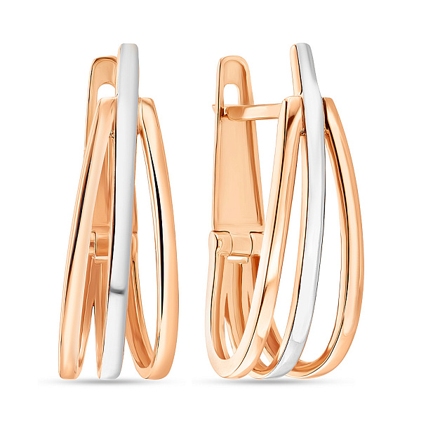 Сережки из красного и белого золота без камней (арт. 105849кб) – изображение 1