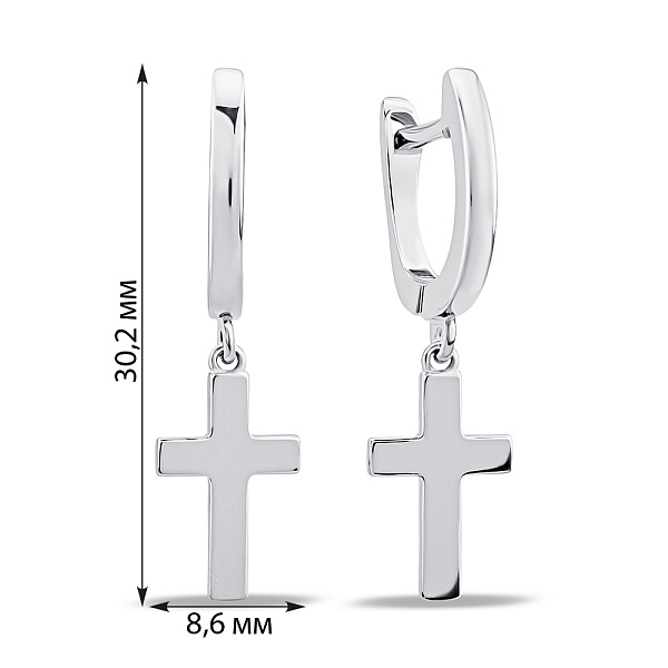Срібні сережки Хрестик без каменів (арт. 7502/9710) – зображення 2