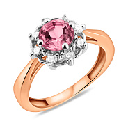 Золотое кольцо с кварцем и фианитами (арт. 141042ПрГ)