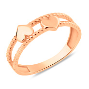 Фото Золотое кольцо с сердечками (арт. 155786)