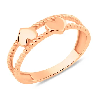 Золота каблучка з сердечками (арт. 155786)