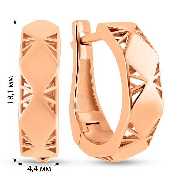 Серьги из красного золота без камней  (арт. 109047) – изображение 4