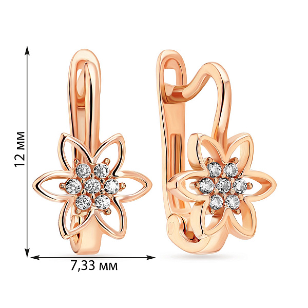 Детские золотые сережки «Цветы» с фианитами (арт. 106627) – изображение 4