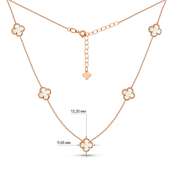 Колье Клевер из красного золота с перламутром (арт. 361495/10п) – изображение 3