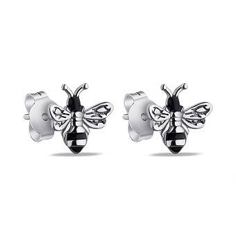 Серьги-пусеты из серебра Пчелки (арт. 7518/С2Ч/1240еч)