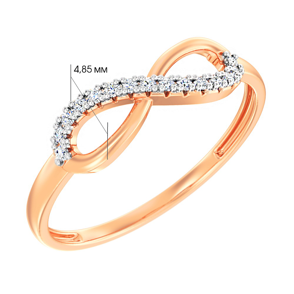 Кольцо «Бесконечность» из красного золота с фианитами (арт. 141151) – изображение 4
