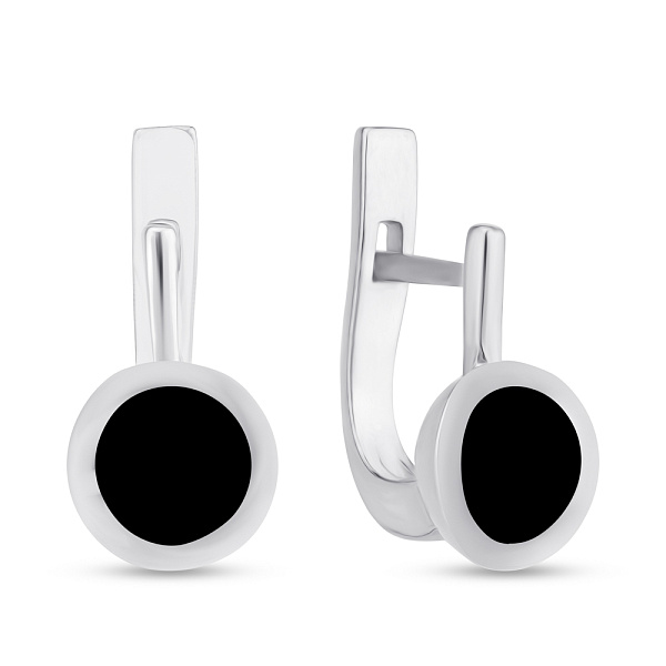 Серебряные серьги с ониксом  (арт. 7502/637осп) – изображение 1
