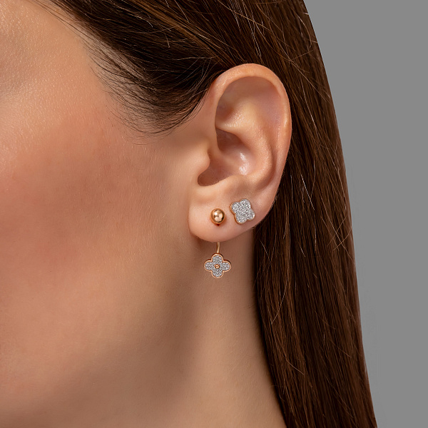 Пусеты золотые с фианитами (арт. 1101240) – изображение 2