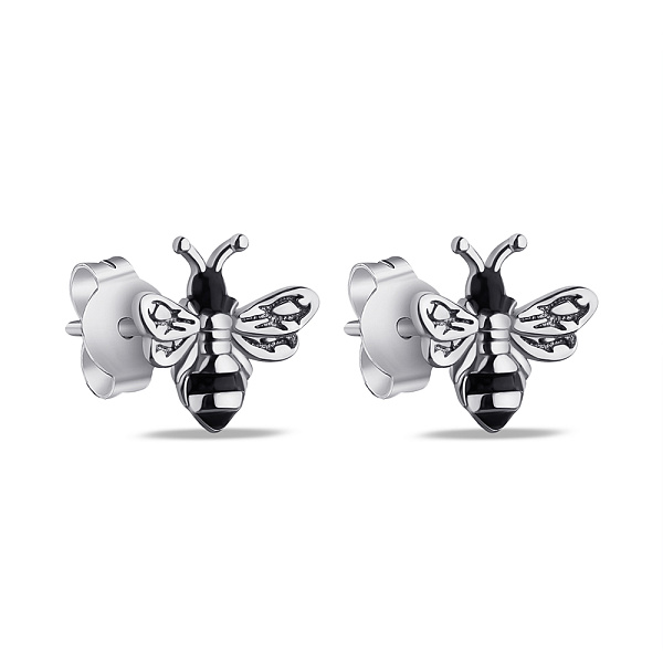 Серьги-пусеты из серебра Пчелки (арт. 7518/С2Ч/1240еч) – изображение 1