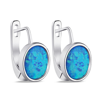 Серебряные серьги с опалом (арт. 7502/3815Пос)