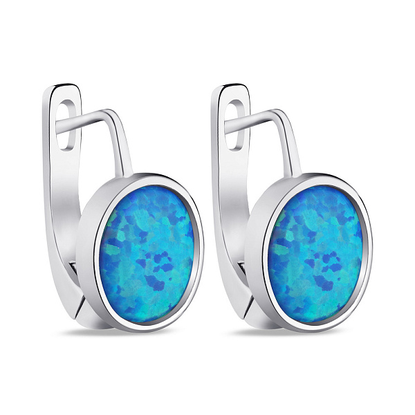 Серебряные серьги с опалом (арт. 7502/3815Пос) – изображение 1