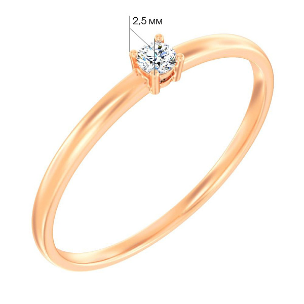 Золотое помолвочное кольцо с фианитом (арт. 140883) – изображение 4