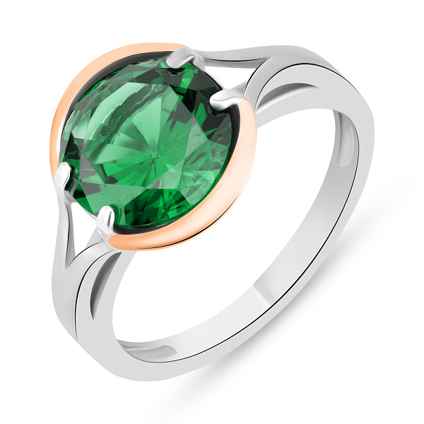 Срібна каблучка зі смарагдом (арт. 7201/109Измкп) – зображення 1