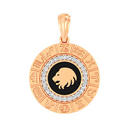 Золотой подвес "Лев" с фианитами и эмалью  (арт. 440681ечл)