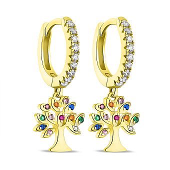 Серьги-кольца из серебра Дерево жизни с альпинитами (арт. 7502/9164/10жацв)