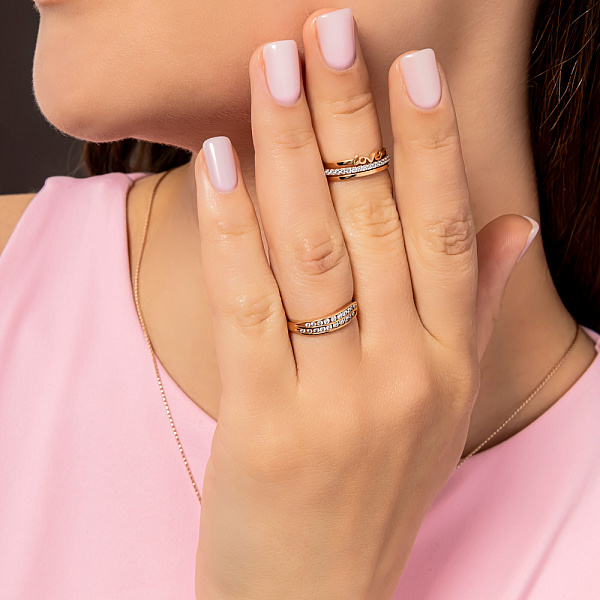 Кольцо из красного золота с фианитами (арт. 156410) – изображение 3