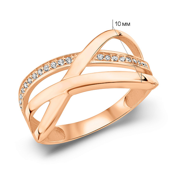 Золотое кольцо с дорожкой из фианитов (арт. 156172) – изображение 3