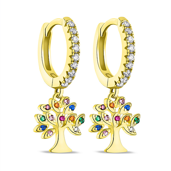 Серьги-кольца из серебра Дерево жизни с альпинитами (арт. 7502/9164/10жацв) – изображение 1