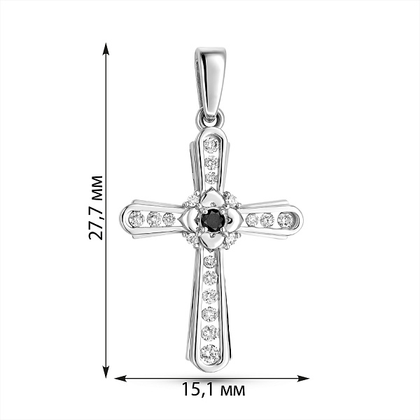 Крестик из белого золота с бриллиантами (арт. П011470020бч) – изображение 2
